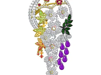 Antique Flower Brooch 3D print model