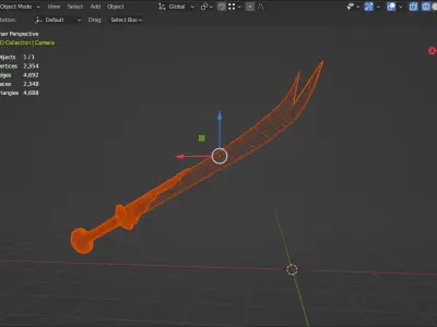 High-Quality Sword 3D Model for Fantasy Games Medieval Scenes Low-poly 3D model
