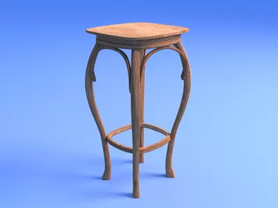 Art Nouveau Stool - rigged Low-poly 3D model
