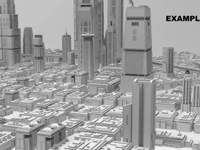 Sci-Fi Residential Buildings Pack - 10 Futuristic house block Low-poly 3D model