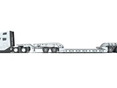 2024 Semi Truck with Lowboy Trailer 3D model purchase