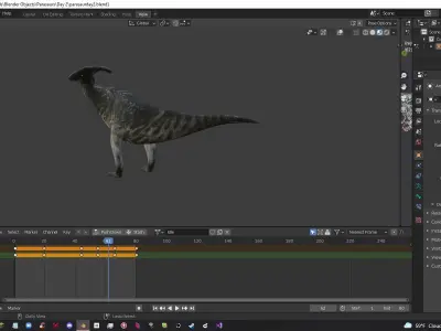 Textured Parasaur also known as parasaurolophus Low-poly 3D model