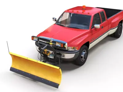 Dodge Ram 1995 3500 snow plow Low-poly 3D model