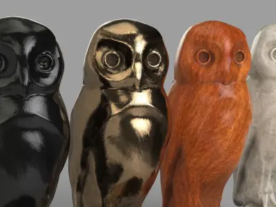 Owl bronze sculpture  Low-poly 3D model