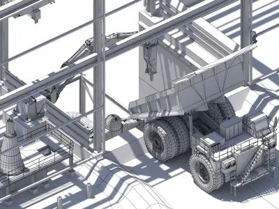 Crushing Plant Low-poly 3D model
