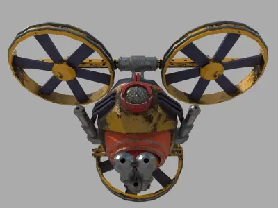 Gunship Spaceship Lowpoly  Free low-poly 3D model