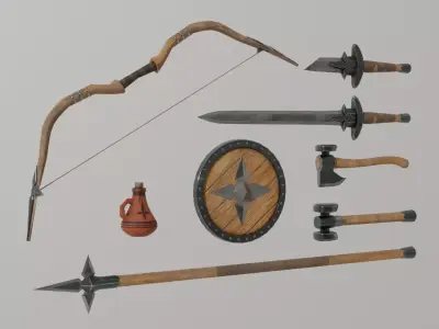Starter Weapon Set Low-poly 3D model