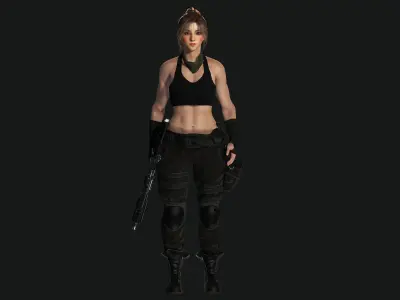 AAA 3D REALISTIC FEMALE CHARACTER -  SHOOTER MILITARY GTA 03 Low-poly 3D model