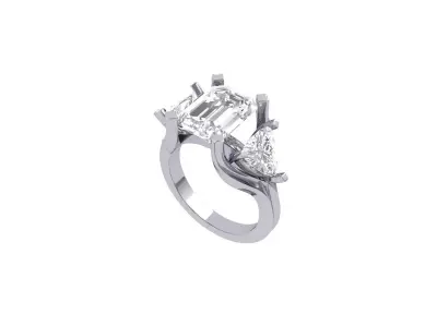 3-Stone-Ring 3D print model 6