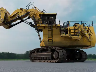Hydraulic Mining Shovel Low-poly 3D model