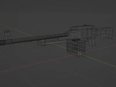 PKM Machine Gun Low-Poly Model Game-Ready Low-poly 3D model