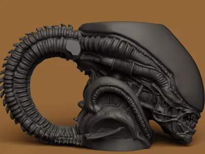 Alien Xenomorph Head Mug  Sci-Fi Horror Cup  Holder 3D print model