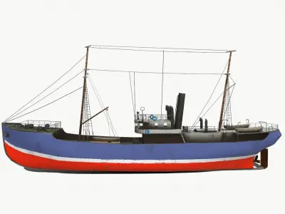 Old Fishing boat low-poly PBR Low-poly 3D model