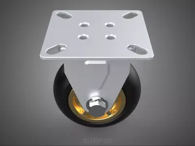 HEAVY DUTY BRACKET FIXED RIGID CASTER CASTOR ROLLER WHEEL TIRE 3D model