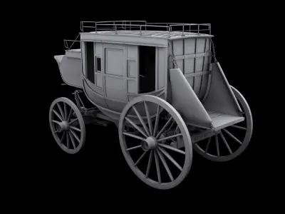 Abbott Downing Stage Coach Horse Carriage 3D model