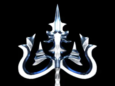 Aqua Ornate Trident Weapon Low-poly 3D model