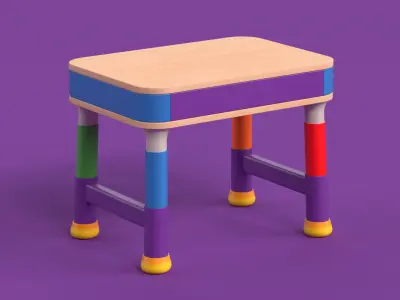 Table 15 Study Table for Kids with Storage Low-poly 3D model