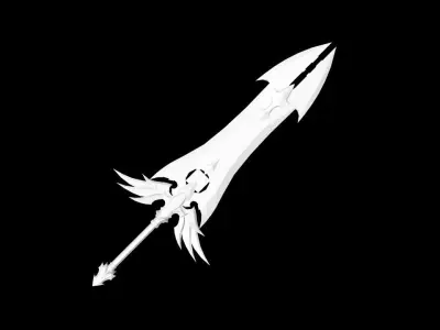 Elven Big Sword Low-poly 3D model