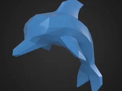 dolphin low poly and high poly Low-poly 3D model