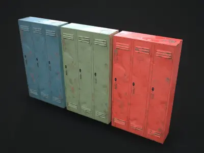 Lockers Rusty - Pack - Game Ready Low-poly 3D model