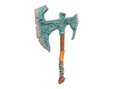 Stylized fantasy axe Low-poly 3D model