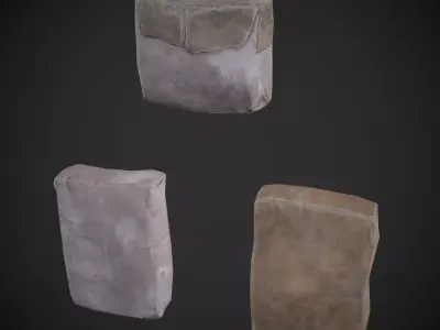 Set of Cement Bags Low-poly 3D model