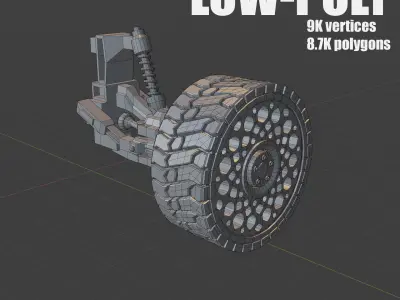 Ofroad wheel and suspension Low poly 3D model Free low-poly 3D model