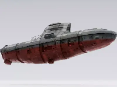 Lowpoly Gameready Submarine 3d Model PBR Textures Low-poly 3D model