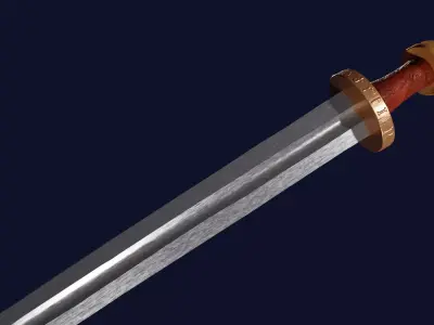 Excalibur sword with Spatha handle Low-poly 3D model