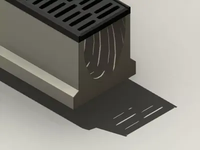 Concrete Trench Drain System V150 3000mm Modular Drainage Channe 3D model