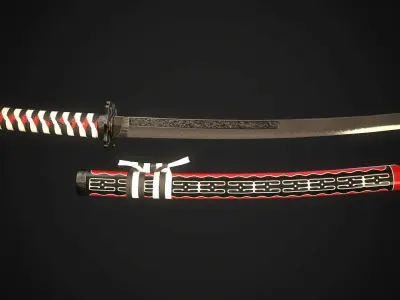 Wakizashi 02 Low-poly 3D model