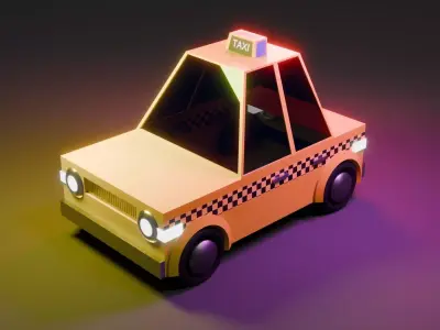 Low-Poly Stylized Taxi Car Low-poly 3D model