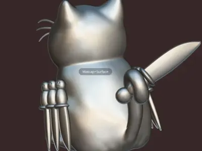 Cute Cat with knives 3D model