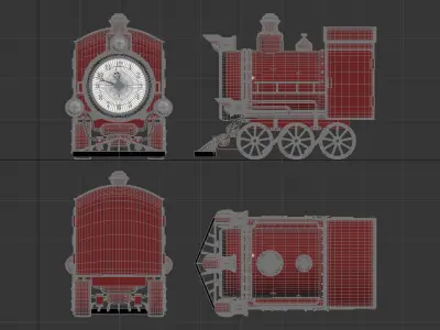 locomotive vintage train clock 3D model