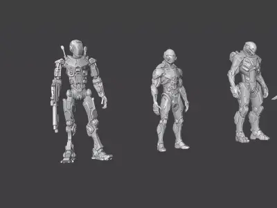 Cyberpunk Synthetic Operatives LowPoly Low-poly 3D model