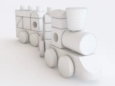 Wooden toy train color 01 3D model