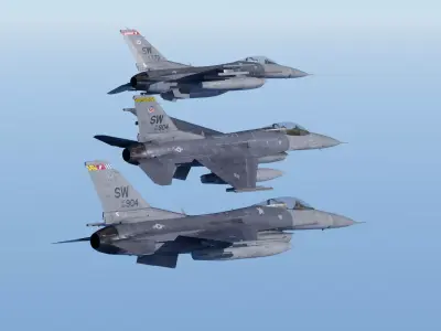 F-16C Game ready Rigged Animated with Weapons Low-poly 3D model
