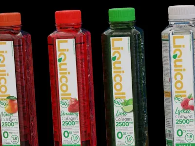 3d juice bottle mockup design and for print Low-poly 3D model
