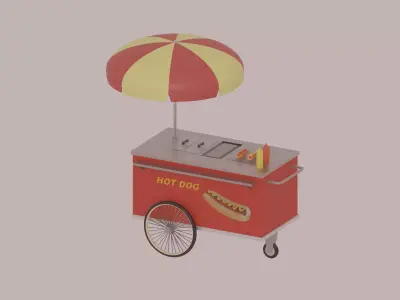 Hot Dog Cart Low-poly 3D model