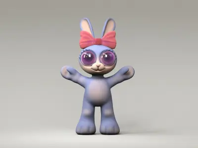 Rabbit cartoon 3d model Low-poly 3D model
