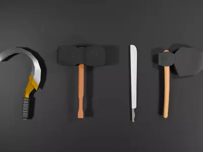 Low-poly game-ready weapons 3D Model Collection