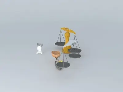 Antique Scales with graduated brass weights Free 3D model