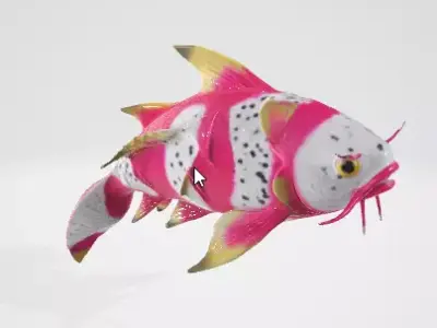 Red and White Fish 3D Asset Game Ready Model 3D model