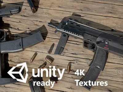MP7 submachinegun 4K PBR Textures AAA Low-poly 3D model