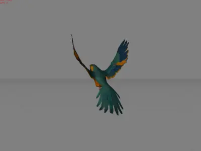 Parrot Blue Bird Animal Low-poly 3D model