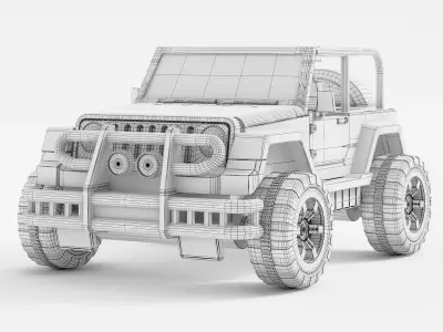 Offroad Military Style Toy Jeep Model 3D model