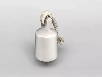 Minimalist Concrete Bell with Rope Handle 3D Model 3D model