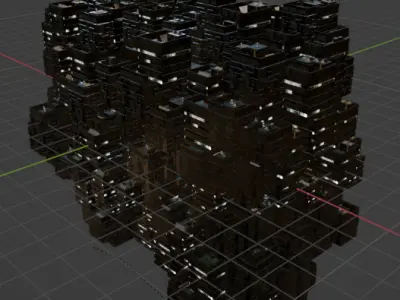Sci fi night city building 5 Low-poly 3D model