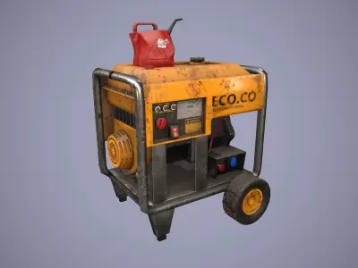 GENERATOR-GAME READY generator on wheels Low-poly 3D model