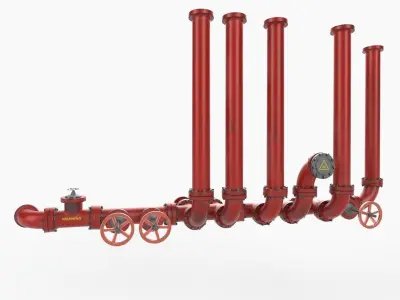 Pipeline3 pipes and valves  3D model